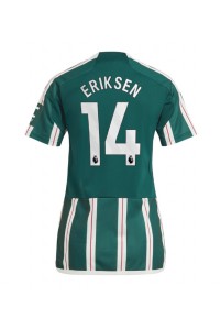 Manchester United Christian Eriksen #14 Jalkapallovaatteet Naisten Vieraspaita 2023-24 Lyhythihainen